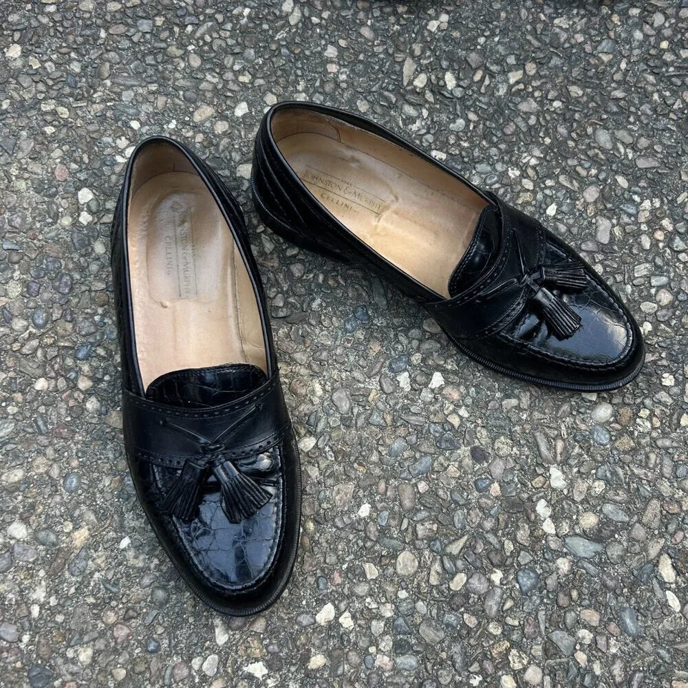 Johnston & Murphy Cellini Italian Black Dress Tassel Dress Shoes Size 9 M